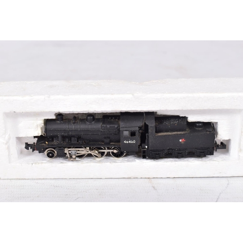 376 - THREE BOXED HORNBY MINITRIX N GAUGE LOCOMOTIVES, class 2MT Tank No.41234, B.R. lined black livery (2... 