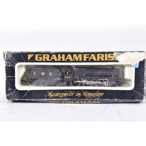 377 - THREE N GAUGE LOCOMOTIVES, boxed Graham Farish class Five No.5041, L.M.S. black livery (1801), box d... 