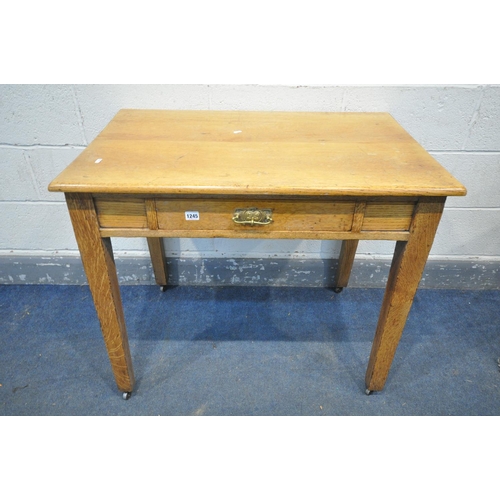 1192 - AN OAK SIDE TABLE with a single drawer and square tapered legs, width 92cm x depth 61cm x height 76c... 