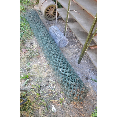 1003 - A LARGE ROLL OF STOCK WIRE FENCING, size unknown, and another roll of wire mesh (2)