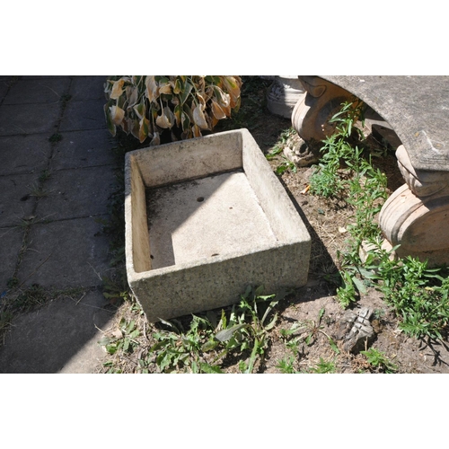 1023 - A RECTANGULAR COMPOSITE GARDEN PLANTER, length 74cm x depth 56cm x height 23cm