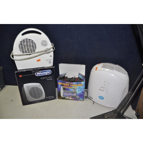 1052 - A COLLECTION OF ELECTRICALS to include a De'Longhi HVY1030 fan heater, Glen GF30TSN fan heater, Supe... 