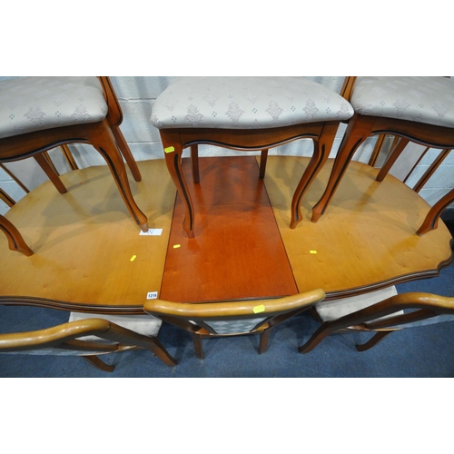 1216 - A CHERRYWOOD EXTENDING DINING TABLE, with a single fold out leaf, extended length 204cm x closed len... 