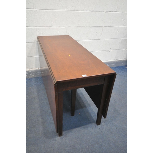 1230 - A GEORGIAN MAHOGANY GATE LEG DINING TABLE, open length 161cm x closed length 52cm x depth 128cm x he... 