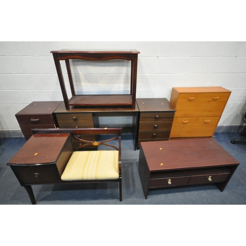 1243 - A SELECTION OF MAHOGANY FURNITURE, to include a dressing table, four drawer bedside chest, another b... 