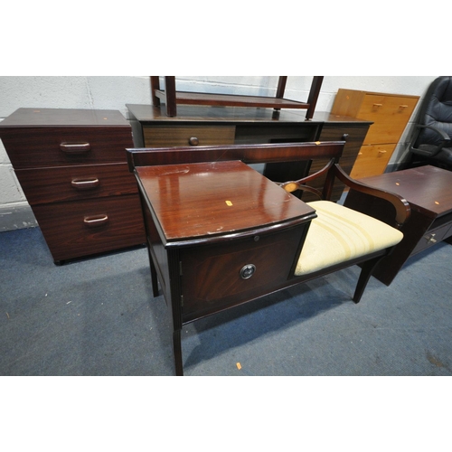 1243 - A SELECTION OF MAHOGANY FURNITURE, to include a dressing table, four drawer bedside chest, another b... 