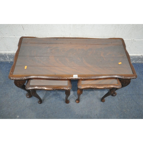 1244 - A MAHOGANY COFFEE/NEST OF THREE TABLES, length 98cm x depth 45cm x height 45cm