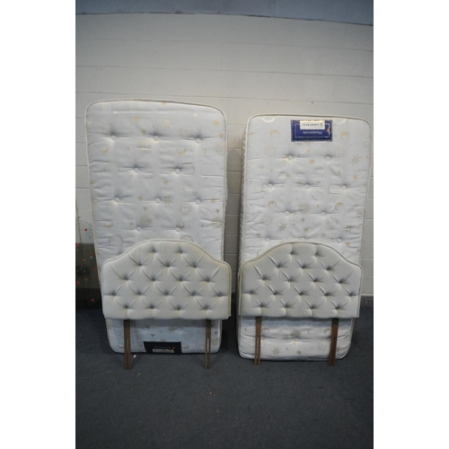 1264 - A PAIR OF SLUMBERLAND SINGLE DIVAN BED AND MATTRESS, both with headboards