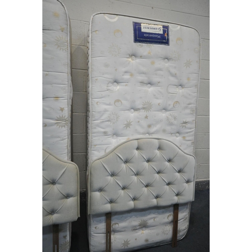 1264 - A PAIR OF SLUMBERLAND SINGLE DIVAN BED AND MATTRESS, both with headboards