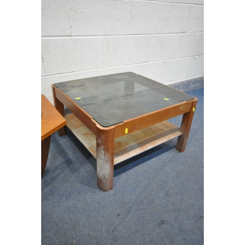 1271 - A MID CENTURY G PLAN STYLE TEAK HEXAGONAL COFFEE TABLE, with a circular glass insert, diameter 59cm ... 