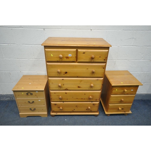 1281 - A PINE CHEST OF TWO SHORT AND FOUR LONG DRAWERS, width 82cm x depth 43cm x height 120cm, a similar p... 