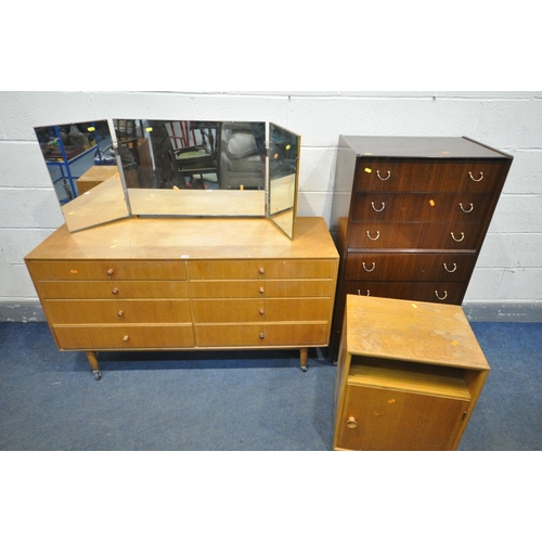 1291 - A TALL G PLAN TOLA AFROMISA TEAK CHEST OF SEVEN DRAWERS, width 61cm x depth 41cm x height 113cm, a M... 