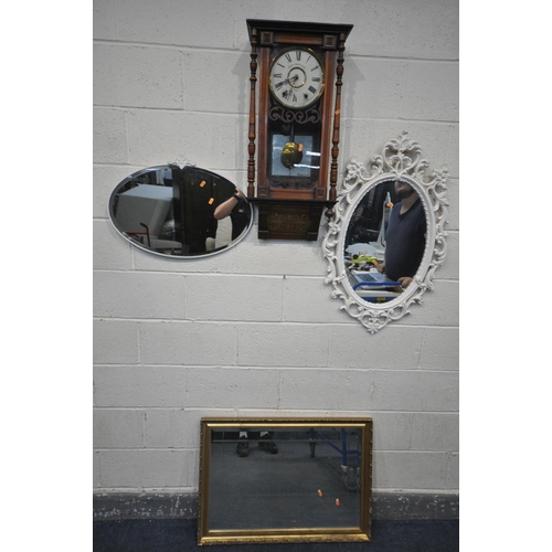 1297 - AN EARLY 20TH CENTURY MAHOGANY VIENNA WALL CLOCK, Benjamin Gaunt & Sons Barnsley stamped to face, he... 