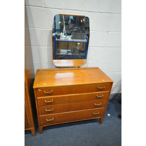 1305 - A MID CENTURY TEAK LEBUS TWO PIECE BEDROOM SUITE, comprising a two door wardrobe, width 92cm x depth... 