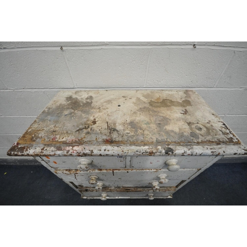 1306 - A VICTORIAN WHITE PAINTED CHEST OF TWO SHORT OVER THREE LONG DRAWERS, on bracket feet, width 92cm x ... 