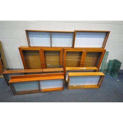 1314 - EIGHT VARIOUS COLLECTORS CABINETS, to include a pair of double door cabinets, width 115cm x depth 15... 