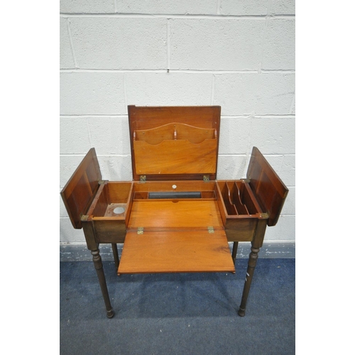 1347 - AN EDWARDIAN MAHOGANY METAMORPHIC WRITING TABLE/DESK, with a label reading 'Britisher writing table'... 