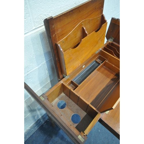 1347 - AN EDWARDIAN MAHOGANY METAMORPHIC WRITING TABLE/DESK, with a label reading 'Britisher writing table'... 