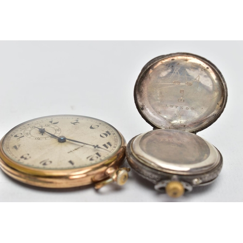 101 - AN 'ELKINGTON' GOLD PLATED POCKET WATCH AND A SILVER POCKET WATCH, the 'Elkington' keyless wind watc... 