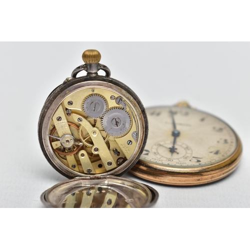 101 - AN 'ELKINGTON' GOLD PLATED POCKET WATCH AND A SILVER POCKET WATCH, the 'Elkington' keyless wind watc... 