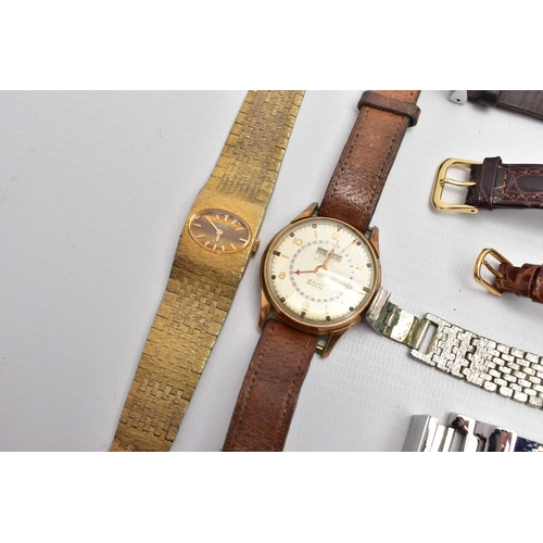 143 - AN ASSORTMENT OF WRISTWATCHES, to include a gents 'Dulux' wristwatch, the yellow tone circular dial ... 