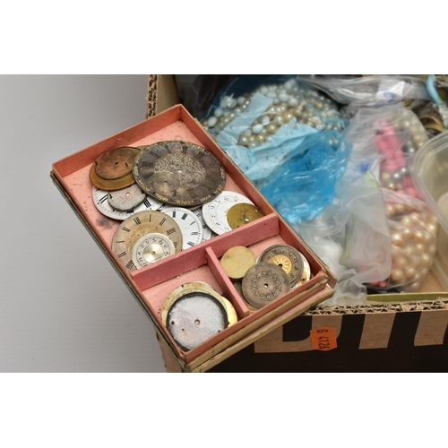 164 - A BOX OF COSTUME JEWELLERY, to include beaded necklaces, shell necklaces, imitation pearl necklaces ... 