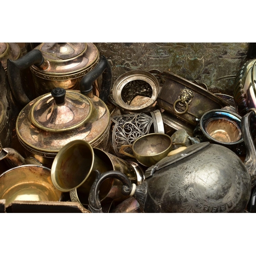 192 - A LARGE QUANTITY OF PLATED AND WHITE METAL WARE, to include a 'Viners' EPNS teapot and coffee pot ea... 