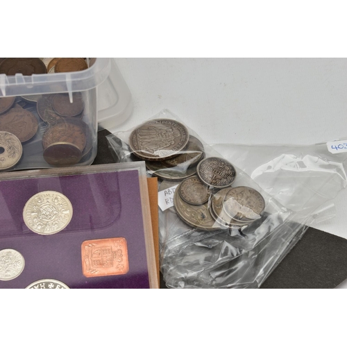 198 - A PLASTIC TUB CONTAINING MIXED WORLD COINS TO INCLUDE, a sealed sterling silver uncirculated specime... 