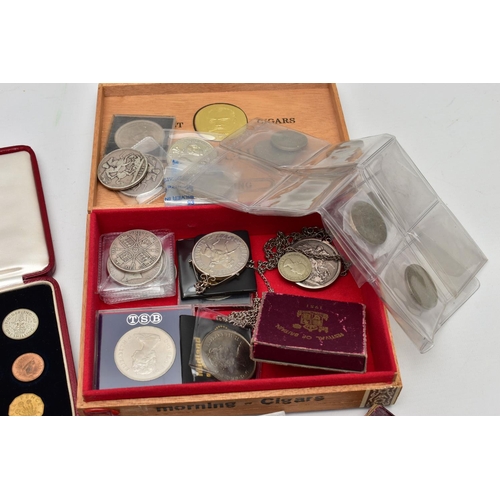 200 - A COLLECTION OF COINS AND BANKNOTES, to include a late 19th century Douglas and Isle of man bank one... 