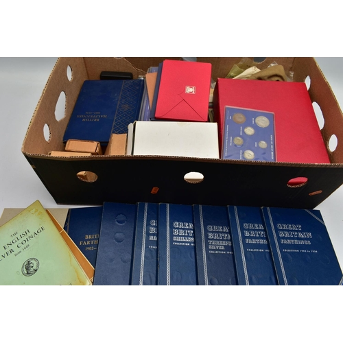 204 - TWO LARGE BOXES CONTAINING UK AND WORLD COINS, to include some UK and Ireland BU and proof year sets... 