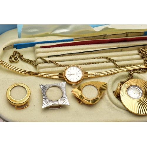 205 - A LADIES ROTARY WRISTWATCH COMPANION SET, the cased companion set to include a yellow metal wristwat... 