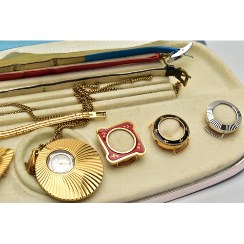 205 - A LADIES ROTARY WRISTWATCH COMPANION SET, the cased companion set to include a yellow metal wristwat... 