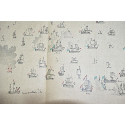 277 - A FOLDER OF TEN EARLY 20TH CENTURY FOLDING CHROMOLITHOGRAPHIC PRINTS OF THE BATTLE OF SOLE BAY, MAY ... 