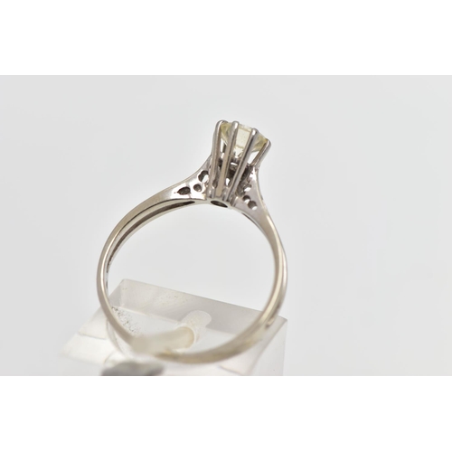 38 - AN 18CT WHITE GOLD DIAMOND SINGLE STONE RING, the brilliant cut diamond within a high claw setting, ... 