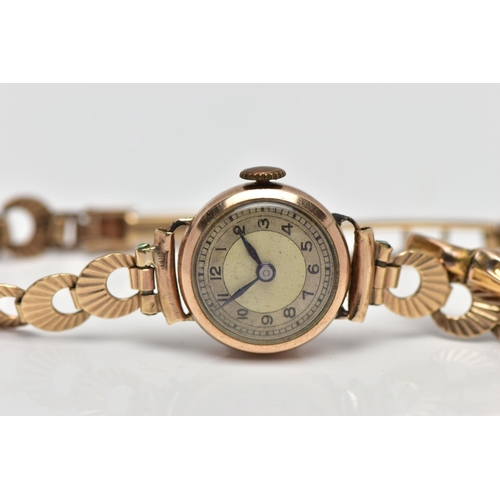 40 - A LADIES MID 20TH CENTURY 9CT GOLD WRISTWATCH AND 9CT GOLD TOURMALINE BROOCH AF, the first a ladies ... 