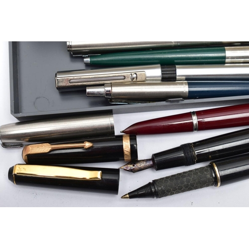 42 - A SELECTION OF MAINLY PARKER PENS, to include five 'Parker' pens, three of which are fountain pens w... 