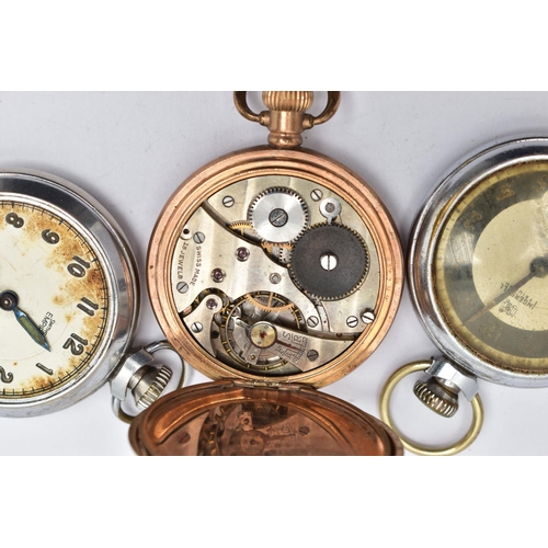 93 - THREE POCKET WATCHES, the first a full hunter pocket watch, white dial, Roman numerals, second subsi... 