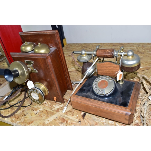 302 - THREE G.P.O AND VINTAGE STYLE LANDLINE PHONES, comprising a cream G.P.O. dial phone (broken receiver... 