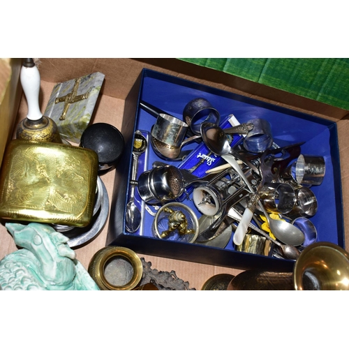 308 - TWO BOXES OF MISCELLANEOUS SUNDRIES, to include a ladies Sekonda watch, crocheted doilies and table ... 