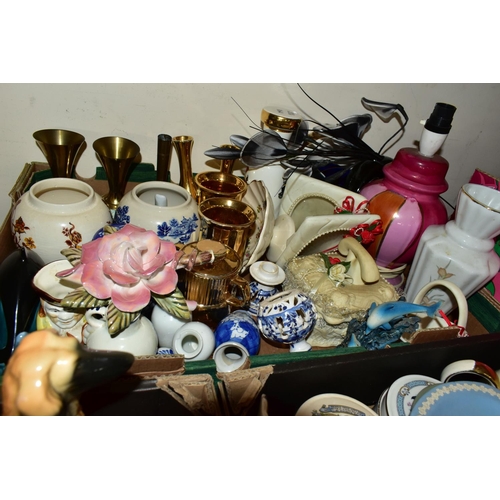 309 - FIVE BOXES OF TEAPOTS, TEAWARES AND CERAMICS, to include an Apulum tea set, twenty teapots by variou... 