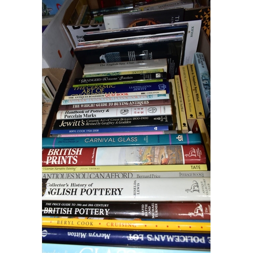 312 - BOOKS & EPHEMERA, seven boxes containing approximately 180-190 titles in hardback and paperback form... 