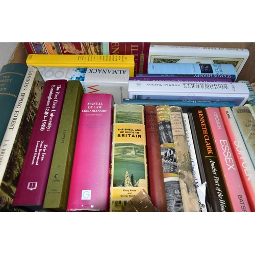 312 - BOOKS & EPHEMERA, seven boxes containing approximately 180-190 titles in hardback and paperback form... 