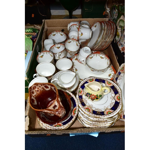 319 - SEVEN BOXES CERAMICS, GLASSWARE AND HOUSEHOLD ORNAMENTS, to include eighteen pieces of 'Mushroom' co... 