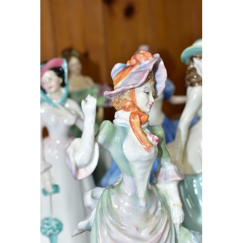 326 - FIVE ROYAL DOULTON FIGURINES, comprising Lorraine HN4301, Loyal Friend HN3358 (finger missing), Juli... 