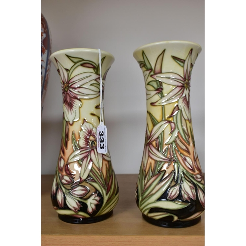 333 - A PAIR OF MOORCROFT 'SUNDERLAND' PATTERN LIMITED EDITION BALUSTER VASES BY SHIRLEY HAYES, circa 2002... 