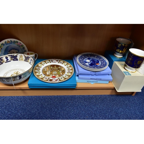 346 - NINE PIECES OF BOXED AND LOOSE ROYAL COMMEMORATIVE CERAMICS, comprising a Coalport limited edition S... 