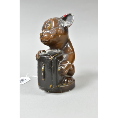 365 - A FIRST HALF 20TH CENTURY PAINTED METAL BONZO MONEY BOX, the dog cast holding a briefcase, reg no.78... 