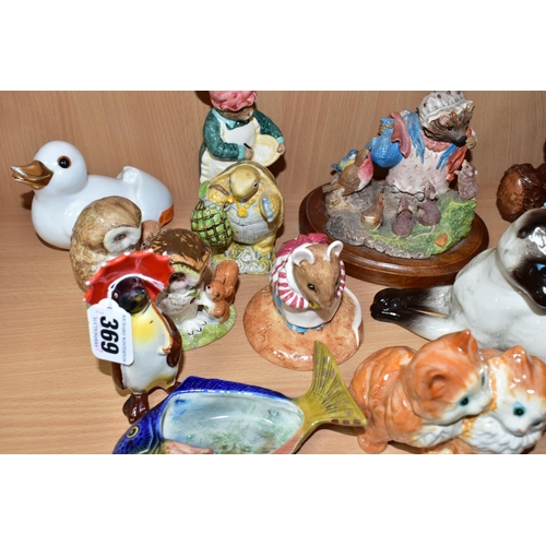 369 - FOURTEEN BESWICK FIGURES AND SCULPTURES, including a limited edition Mrs Rabbit Baking, ECF 13, no.1... 