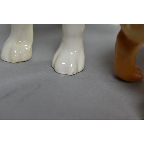 371 - FIVE BESWICK DOG FIGURES, comprising Dachshund -standing, no.3013, tan matt, Alsatian 'Ulrica of Bri... 