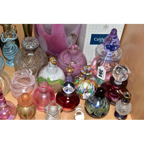 384 - A COLLECTION OF ASSORTED PERFUME BOTTLES INCLUDING A BOXED CAITHNESS LIMITED EDITION DEWDROP PERFUME... 